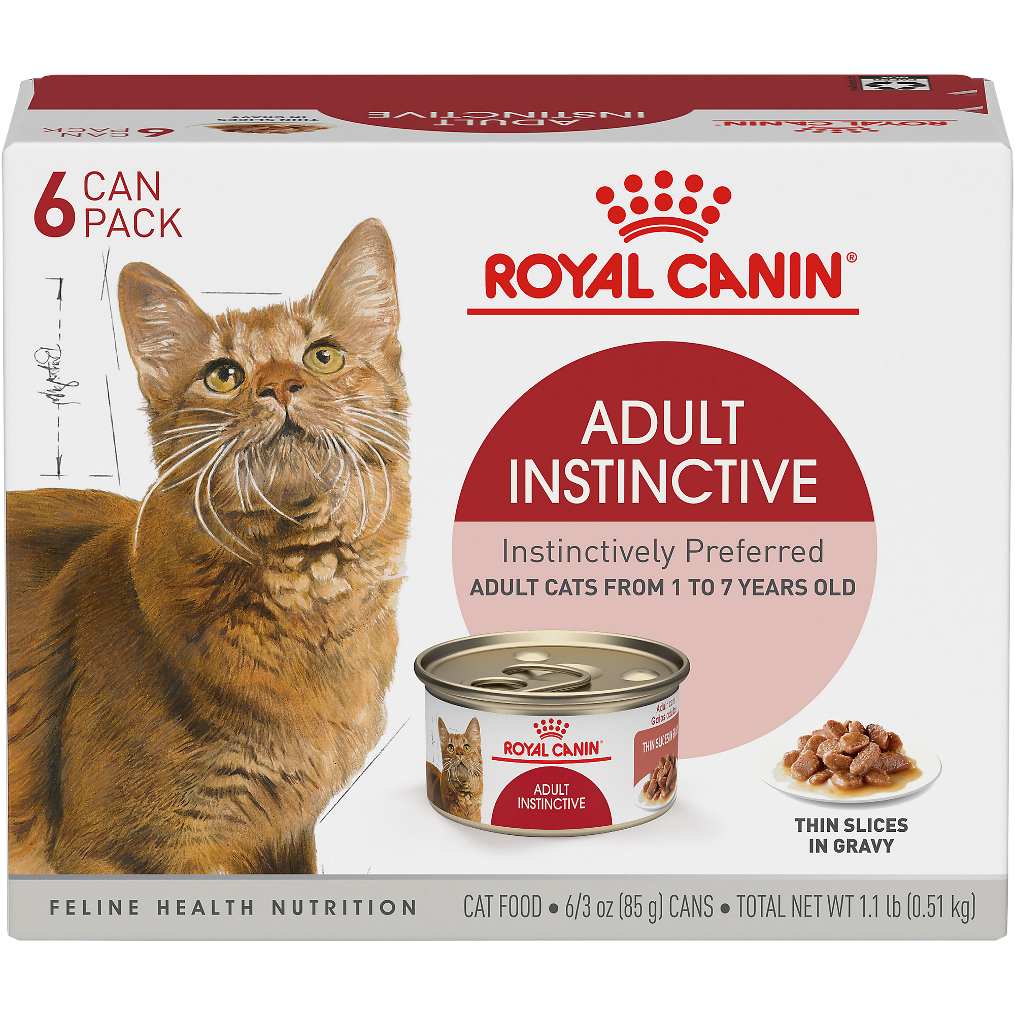 Royal Canin® Feline Health Nutrition™ Adult Instinctive Thin Slices In Gravy Canned Cat Food, 3 oz, 6-Pack