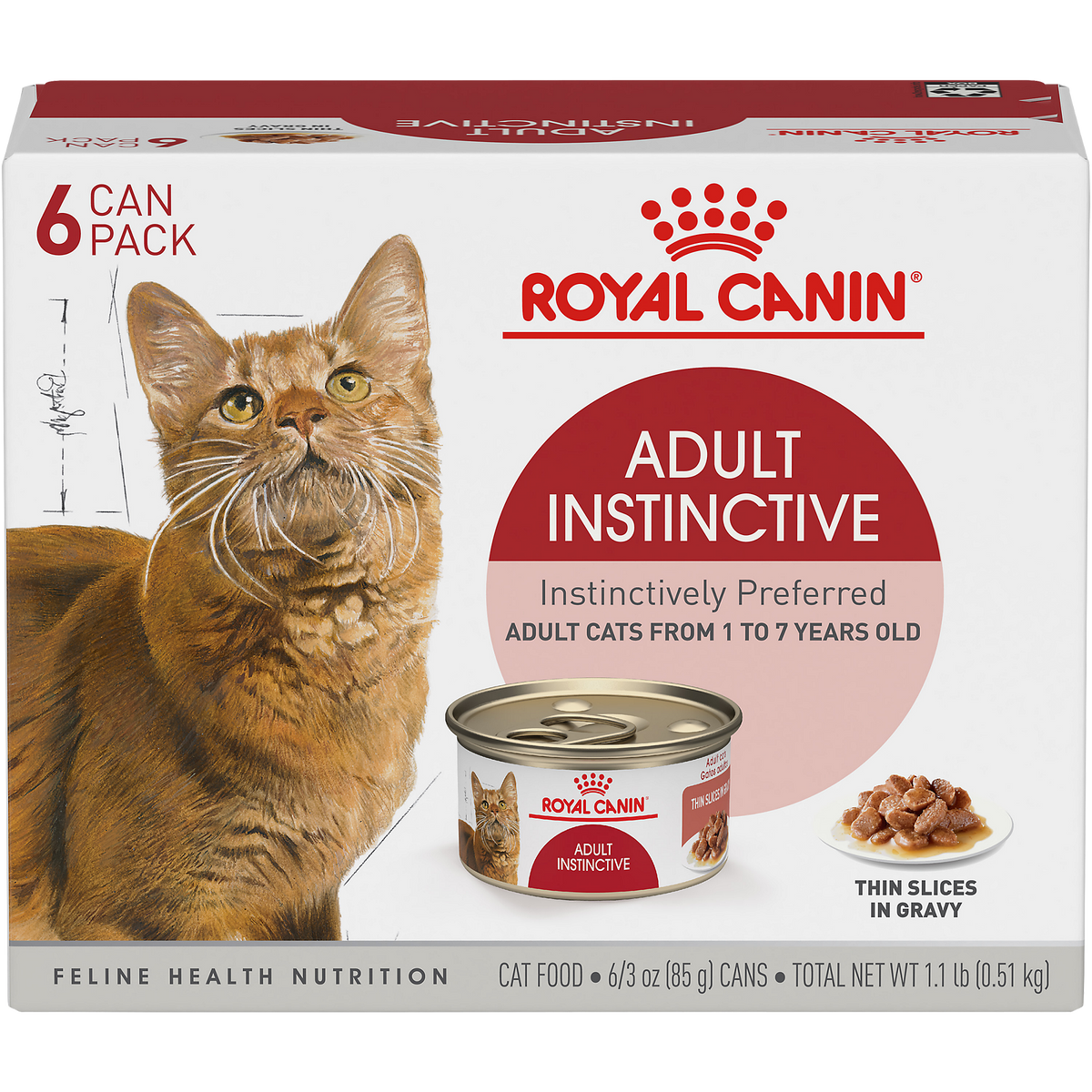 Royal Canin® Feline Health Nutrition™ Adult Instinctive Thin Slices In Gravy Canned Cat Food, 3 oz, 6-Pack