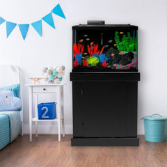 GloFish Plant Aquarium Décor, Green and Blue Large, Fluorescent Under Blue LED Light