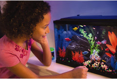 GloFish Plant Aquarium Décor, Green and Blue Large, Fluorescent Under Blue LED Light