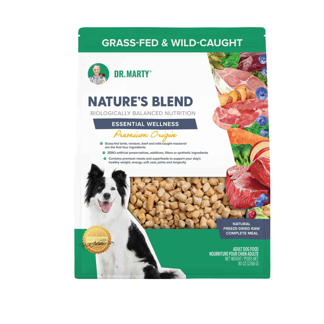 Dr. Marty Nature’s Blend Premium Origin Freeze-Dried Raw Dog Food – 80 oz (5 lb)