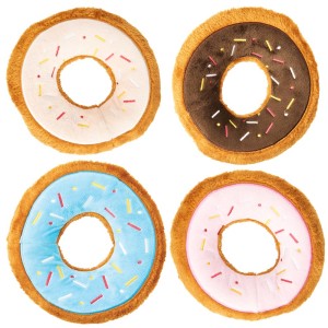 SPOT Fun Food Tasty Donut- Plush Chew Toy with Self Healing Squeaker
