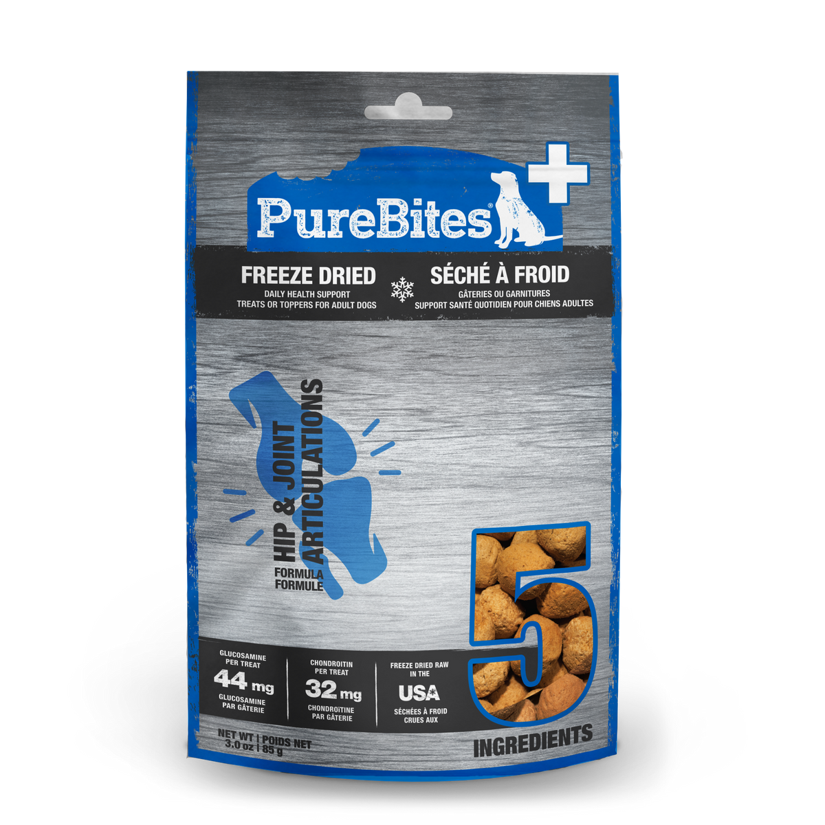 PureBites+ Dog Treats, Hip & Joint, 85g | 3.0oz, Mid Size