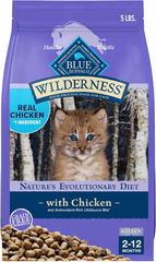 Blue Buffalo Wilderness Natural Kitten Dry Cat Food, with DHA and ARA to Support Brain and Eye Development, High-Protein and Grain-Free Diet, Chicken
