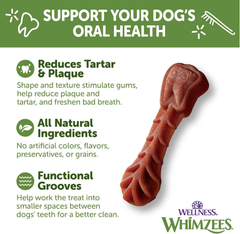 Wellness WHIMZEES Brushzees Dog Dental Treats, Natural Chews, Extra Small Size Stick