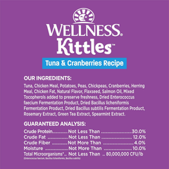 Wellness Kittles Crunchy Natural Grain Free Cat Treats, Tuna & Cranberries Recipe, All Life Stages