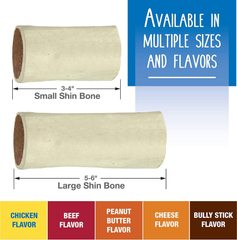 Cadet Stuffed Shin Bone - Highly Digestible, High Protein, Long-Lasting Dog Chew Bone for Aggressive Chewers, Supports Dental Health, - Bully Stick Flavor