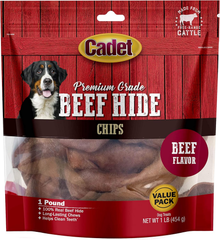 Cadet Premium Grade Beef Hide Chips for Dogs Beef Flavor