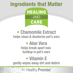 Four Paws Healthy Promise Grooming Soothing Pet Ear Cleaning Wipes, Odor Reducing & Itch Relief