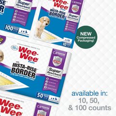 Four Paws Wee-Wee Super Absorbent Unscented Pee Pads for Dogs & Puppies with Insta-Rise Border, Leak-Proof Dog Housebreaking Potty Training Floor Protection