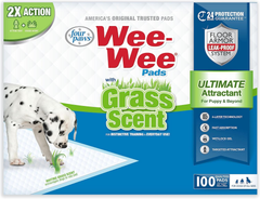 Four Paws Wee-Wee Ultimate Attractant Grass Scented Pee Pads for Dogs & Puppies, Leak-Proof Dog Housebreaking Instinctive Potty Training Floor Protection