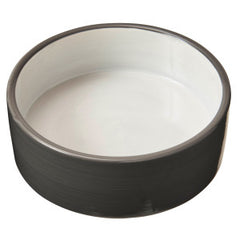 SPOT Two Tone Gray Dog Dish - Round Ceramic Food/Water Bowl for Pets, Stoneware Dish with High Walls, Ideal for Small Dogs, Cats, Reptiles, Large Birds, Dishwasher Safe