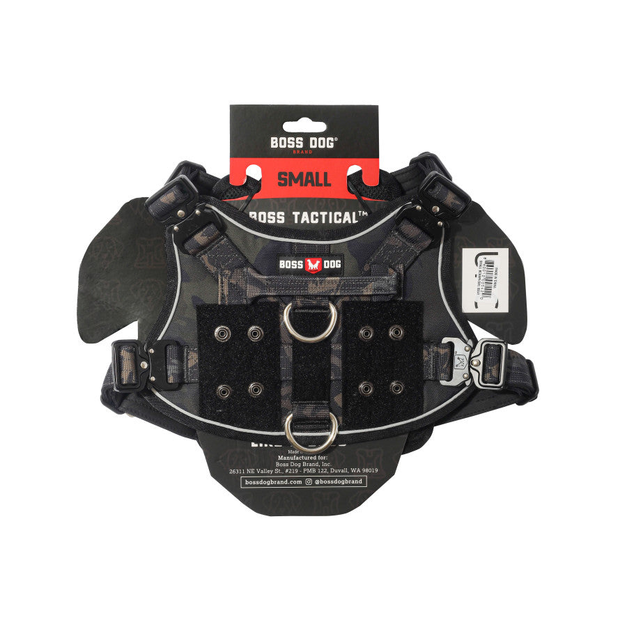 Boss Dog Tactical Harness, Black Camo