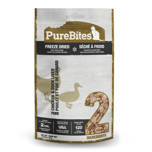 Freeze Dried Cat Treats, Chicken & Duck Liver, 32g | 1.12oz,  NEW Value size PDQ