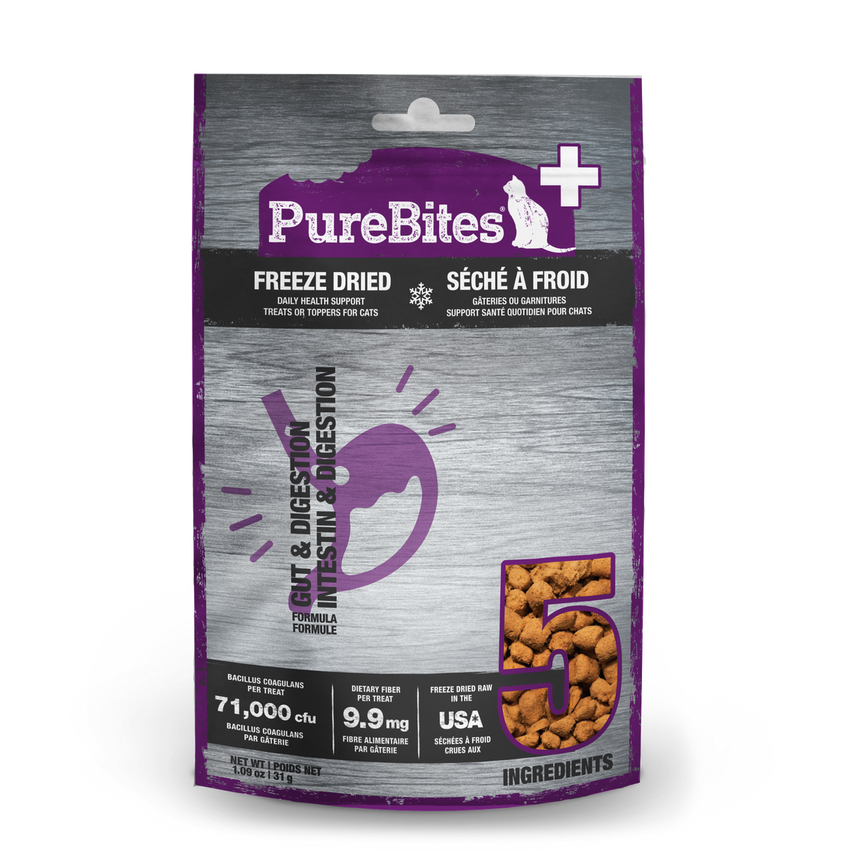 PureBites+ Cat Treats, Gut & Digestion, 31g | 1.09oz, Value Size