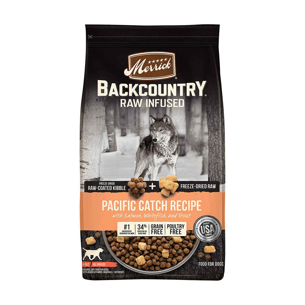 Merrick® Backcountry® Raw Infused Pacific Catch Recipe with Salmon Whitefish and Trout Adult Dog Food, 10 Lbs