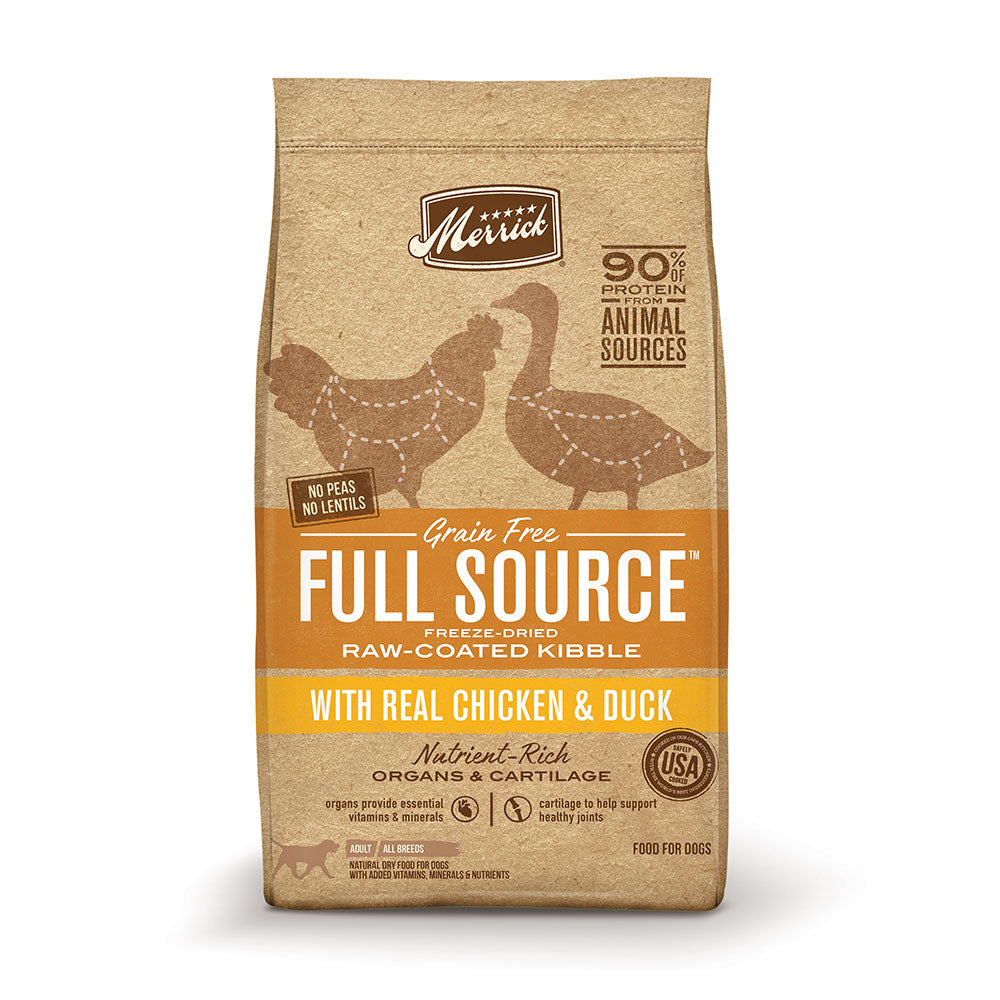 Merrick® Full Source® Grain Free Freeze-Dried Raw-Coated Kibble with Chicken & Duck Dog Food 10 Lbs