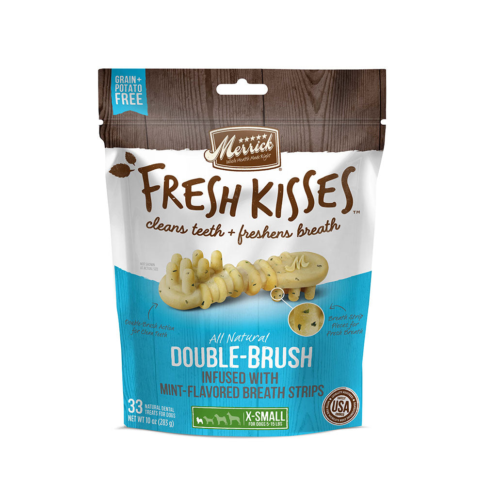 Merrick® Fresh Kisses™ Double Brush Infused with Mint Breath Strips X-Small Dog Treats 10 Oz