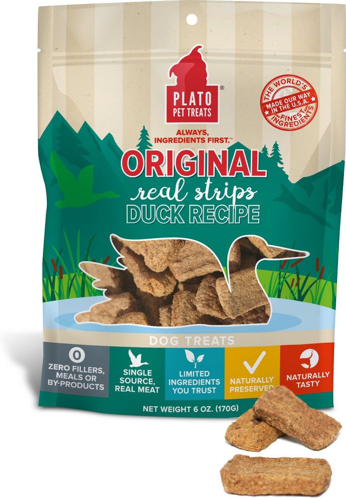 Plato All Natural Duck Strips Dog Treats