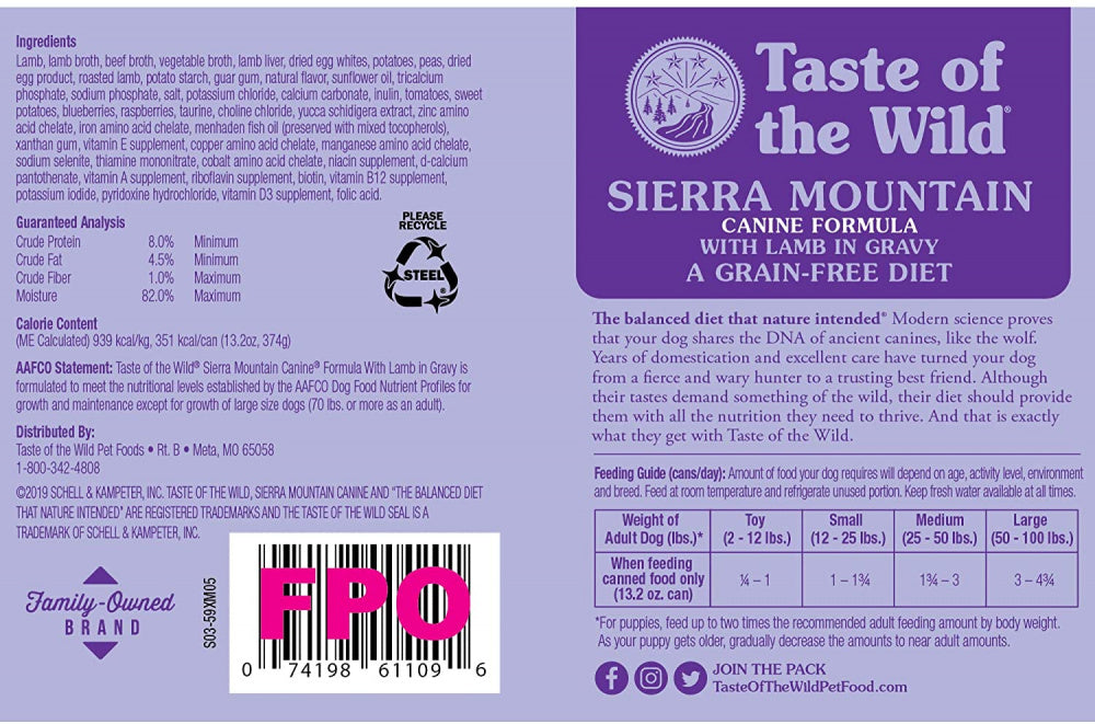 Taste Of The Wild Sierra Mountain Canine Canned Dog Food