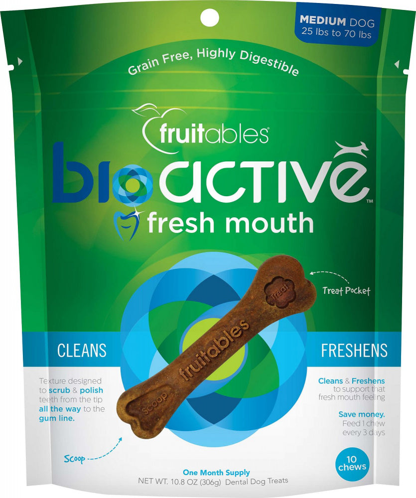 Fruitables BioActive Fresh Mouth Grain Free Dental Chews for Dogs