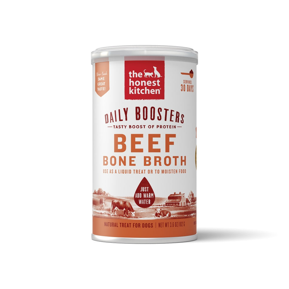 The Honest Kitchen Daily Boosters Beef Bone Broth with Tumeric for Cats & Dogs