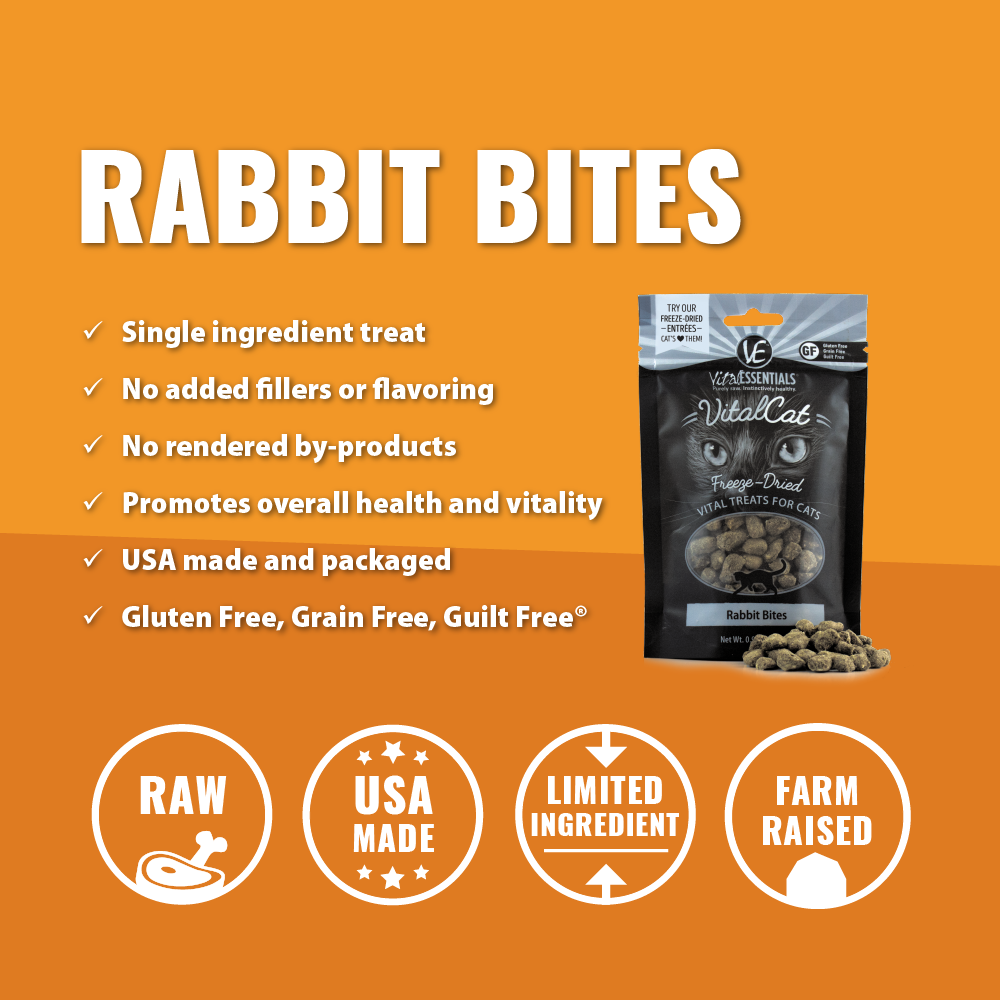 Vital Essentials Vital Cat Freeze Dried Grain Free Rabbit Bites Cat Treats