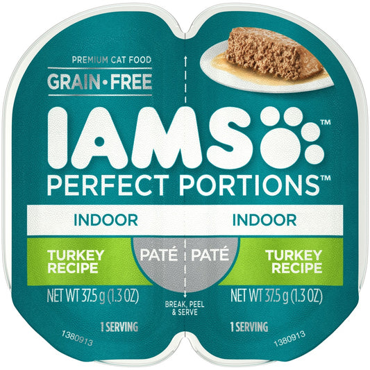 Iams Perfect Portions Indoor Turkey Pate Wet Cat Food Tray