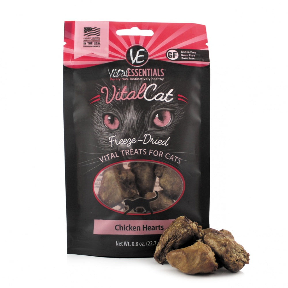 Vital Essentials Freeze Dried Grain Free Chicken Hearts Limited Ingredient Cat Treats