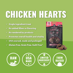 Vital Essentials Freeze Dried Grain Free Chicken Hearts Limited Ingredient Cat Treats