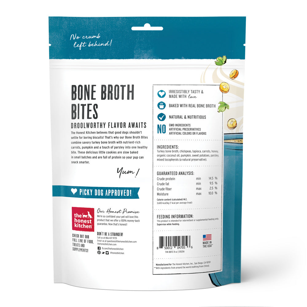 The Honest Kitchen Bone Broth Bites Roasted with Turkey Bone Broth & Pumpkin Dog Treats