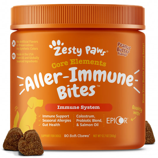 Zesty Paws Aller-Immune Bites for Seasonal Allergies Lamb Flavor Immune Function   Sensitive Skin & Gut Health for Dogs