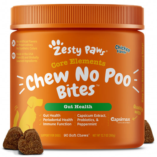 Zesty Paws Chew No Poo Bites Chicken Flavor for Dogs