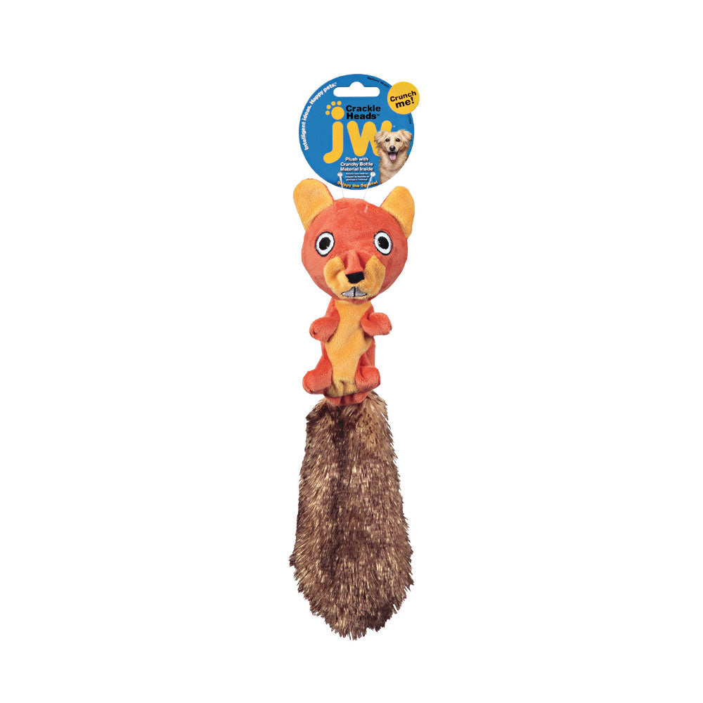 JW® Skippy Squirrel Crackle Heads Plush Dog Toys Color Medium