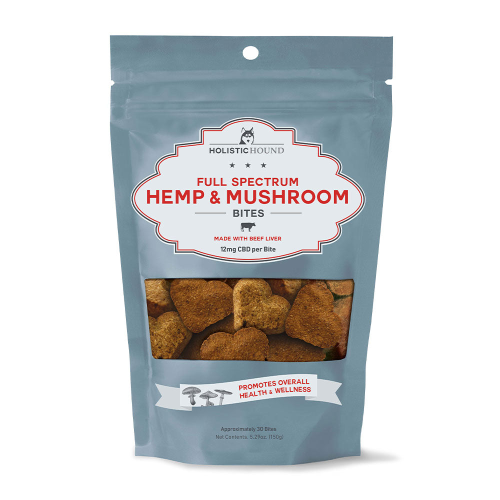 Holistic Hound® Full Spectrum Hemp and Mushroom Bites Beef Liver 12 mg of CBD