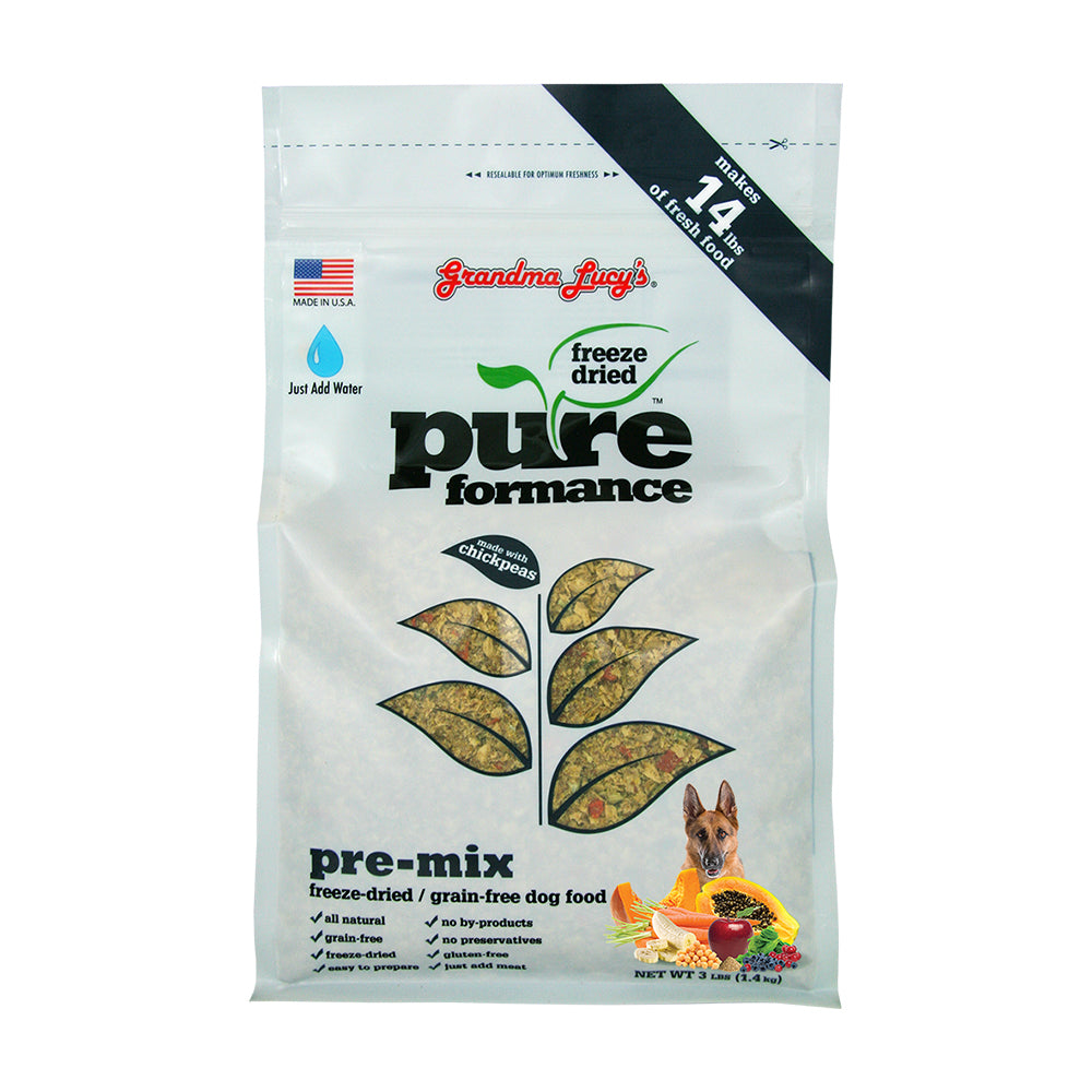 Grandma Lucy’s® Pureformance™ Freeze Dried Grain Free Pre-Mix Recipe Dog Food 3 Lbs