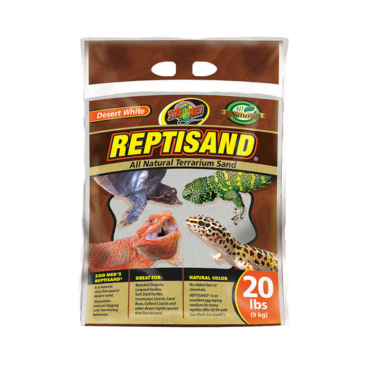 Zoo Med Laboratories ReptiSand® Natural Terrarium Sand for Reptiles Desert White Color 20 Lbs