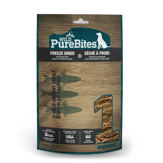 PureBites Wild Dog Treats, Smelt, 60g | 2.1oz, Mid Size